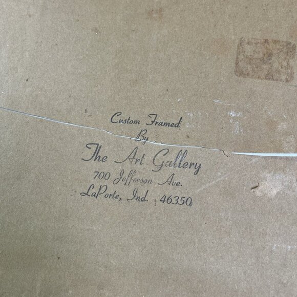 Vintage MCM Needlepoint Landscape Of Church Village Framed 17” X 12” Winter - Picture 6 of 8